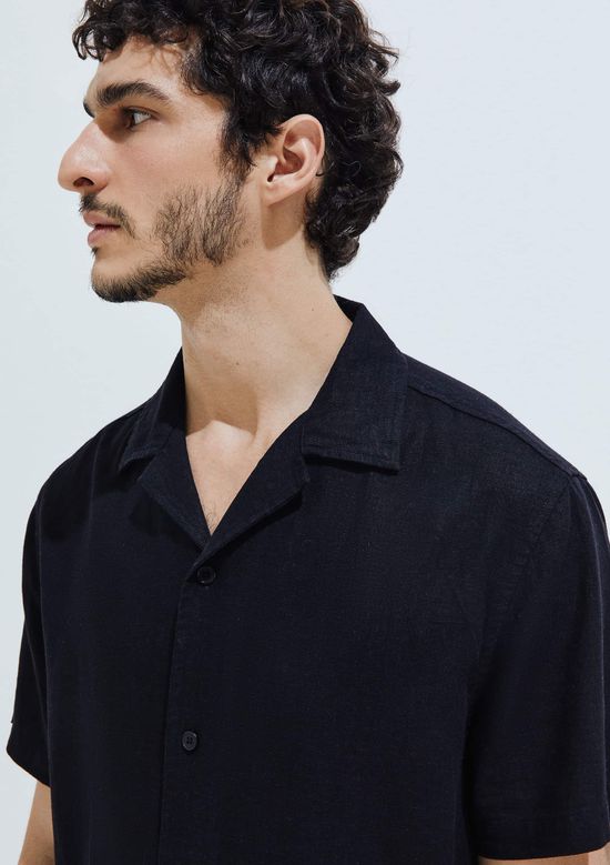 Foto do produto: Camisa Masculina Manga Curta Em Viscolinho - Preto