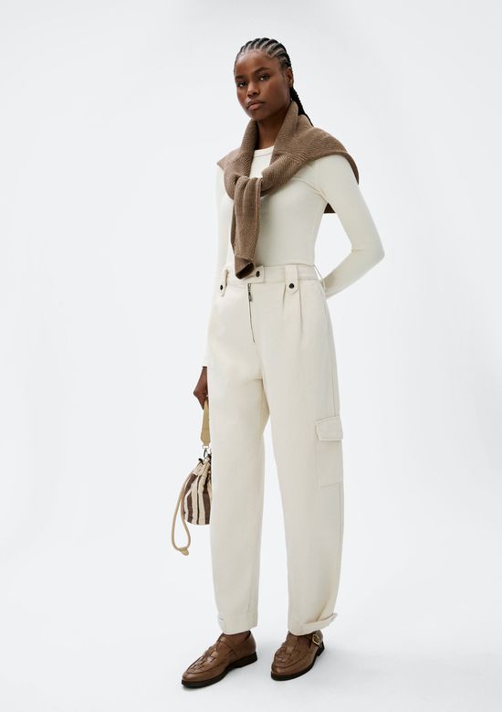 Foto do produto: Blusa Feminina Manga Longa Slim Em Ribana - Creme
