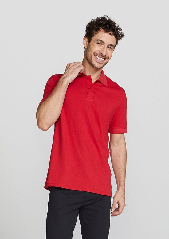 Foto do produto: Camisa Polo Básica Masculina Em Piquet - Vermelho