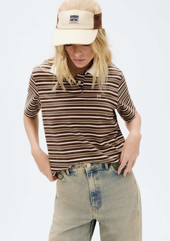 Foto do produto: Blusa Polo Feminina Listrada - Marrom