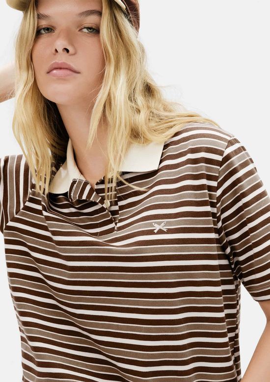 Foto do produto: Blusa Polo Feminina Listrada - Marrom