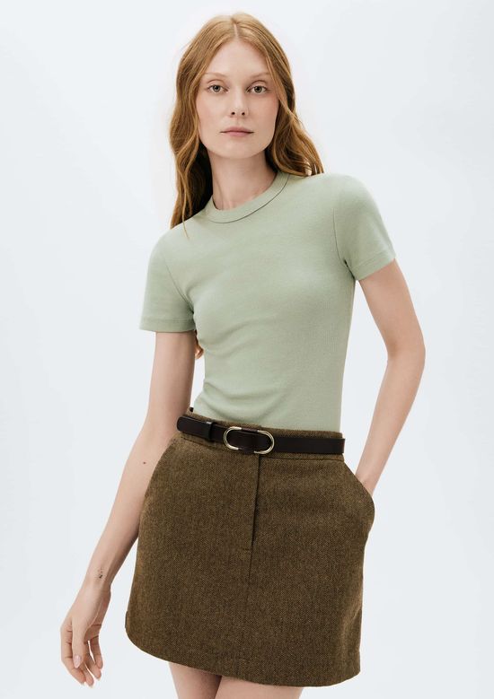 Foto do produto: Blusa Feminina Manga Curta Slim Em Ribana - Verde