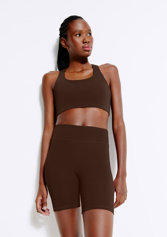 Foto do produto: Bermuda Esportiva Feminina Biker com Fio LYCRA® - Marrom