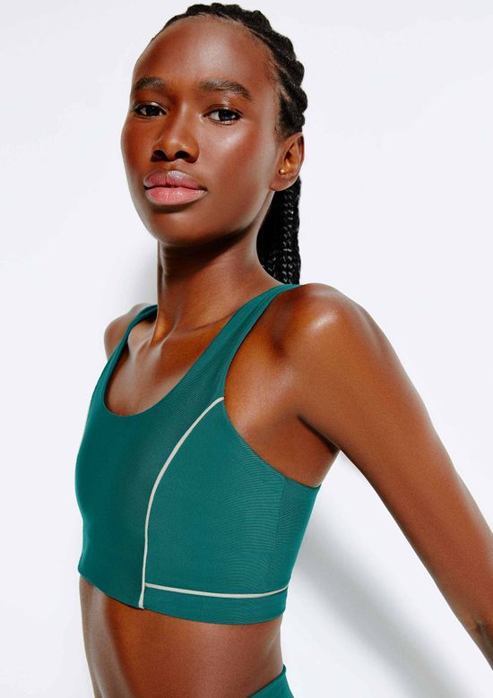 Foto do produto: Top Esportivo Feminino Com Recortes Easy Care - Verde