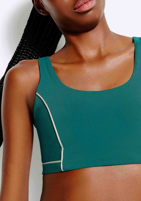 Foto do produto: Top Esportivo Feminino Com Recortes Easy Care - Verde