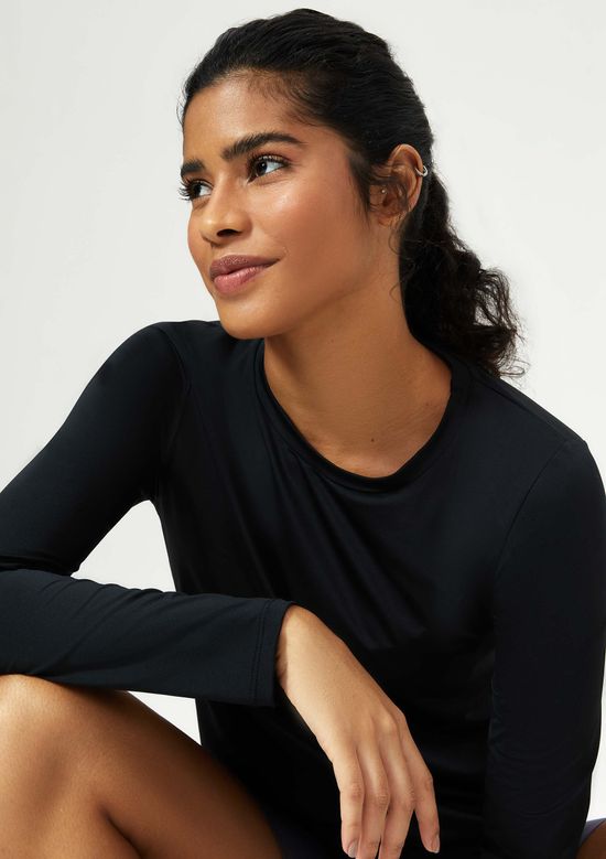 Foto do produto: Camiseta Esportiva Feminina Manga Longa Proteção UV - Preto