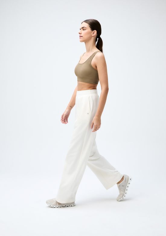 Foto do produto: Calça Esportiva Feminina Pantalona Em Malhão - Off white