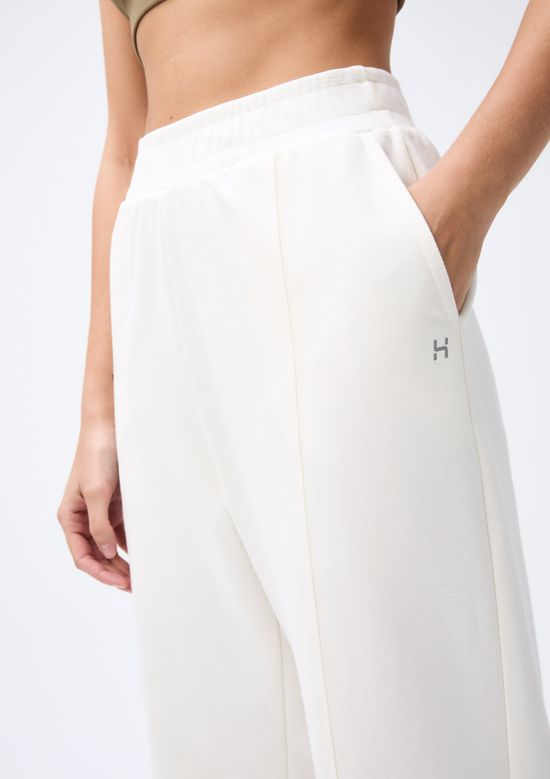 Foto do produto: Calça Esportiva Feminina Pantalona Em Malhão - Off white