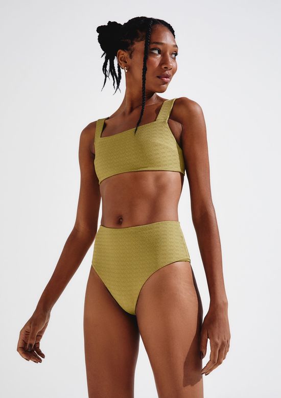 Foto do produto: Calcinha Biquíni Cintura Alta Texturizada Com Fio LYCRA® - Verde