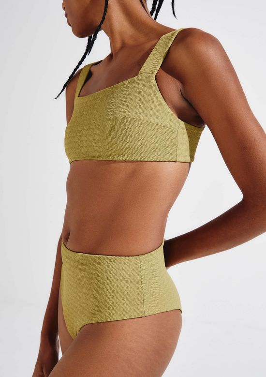 Foto do produto: Calcinha Biquíni Cintura Alta Texturizada Com Fio LYCRA® - Verde