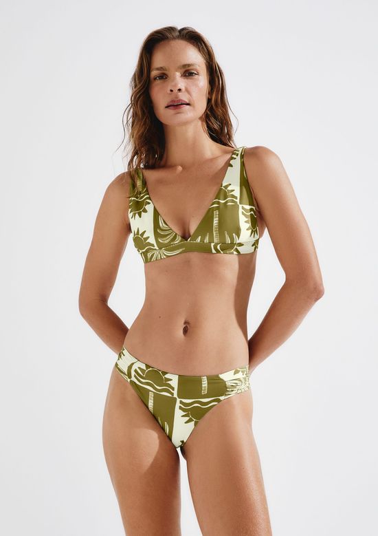 Foto do produto: Calcinha Biquíni Estampada Drapeada Com Fio LYCRA® - Verde