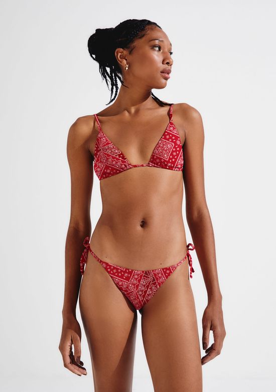Foto do produto: Calcinha Biquíni Tanga Estampada Com Fio LYCRA - Vermelho