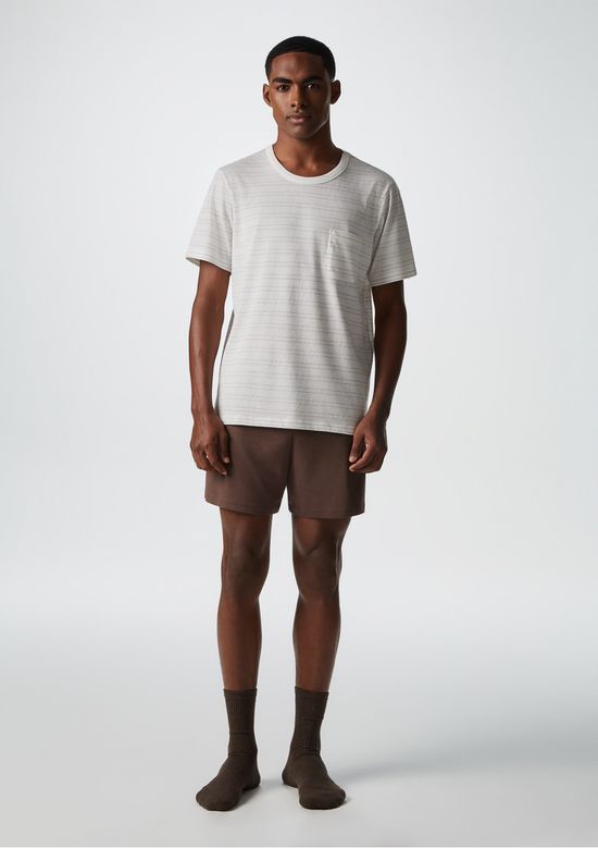 Foto do produto: Pijama Curto Masculino Fio Tinto Listrado - Marrom