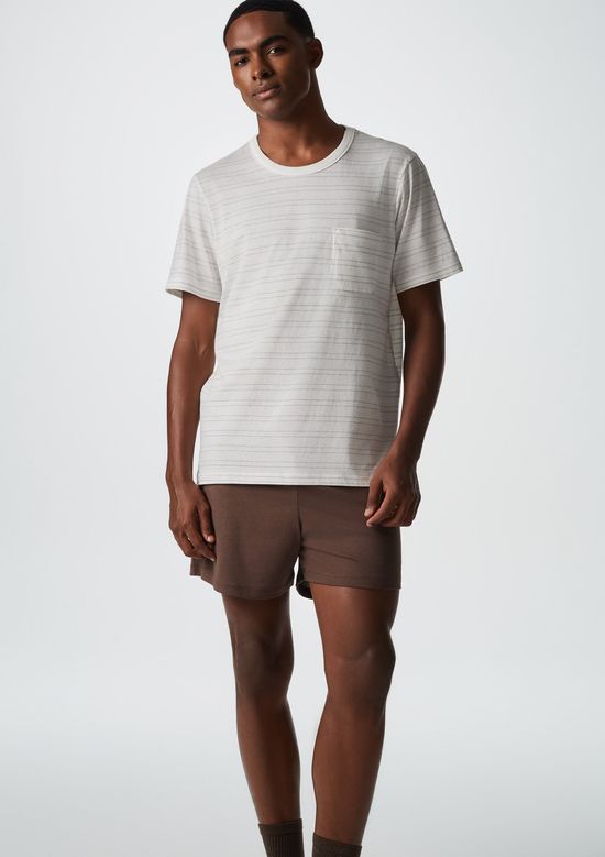 Foto do produto: Pijama Curto Masculino Fio Tinto Listrado - Marrom