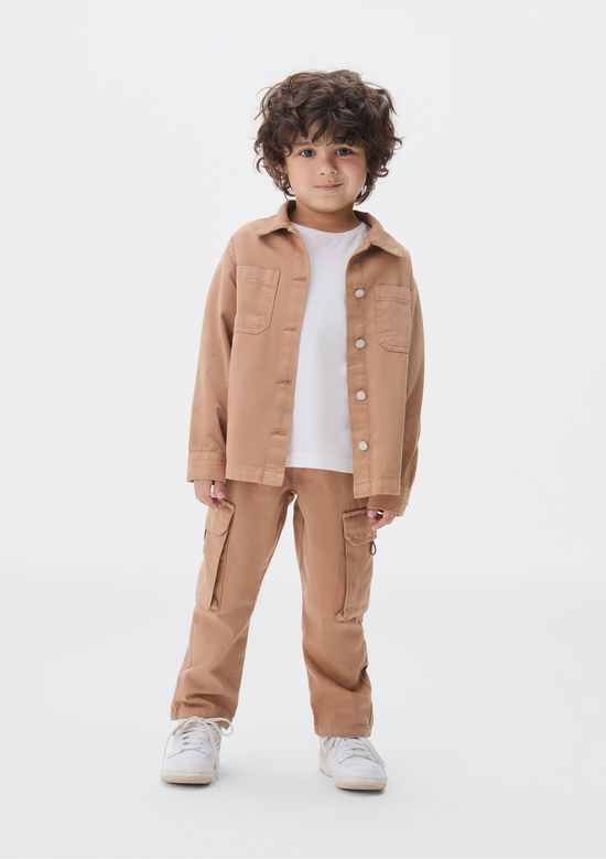 Foto do produto: Camisa Infantil Menino Toddler Em Sarja - Marrom