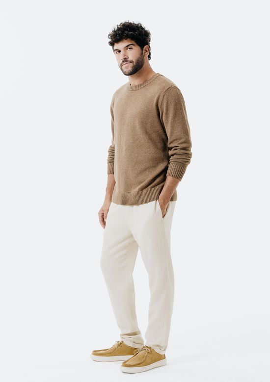 Foto do produto: Calça Básica Masculina Taper Em Linho - Bege