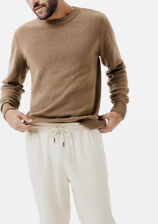 Foto do produto: Calça Básica Masculina Taper Em Linho - Bege