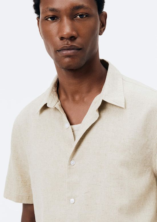 Foto do produto: Camisa Masculina Manga Curta Slim Com Linho - Off white