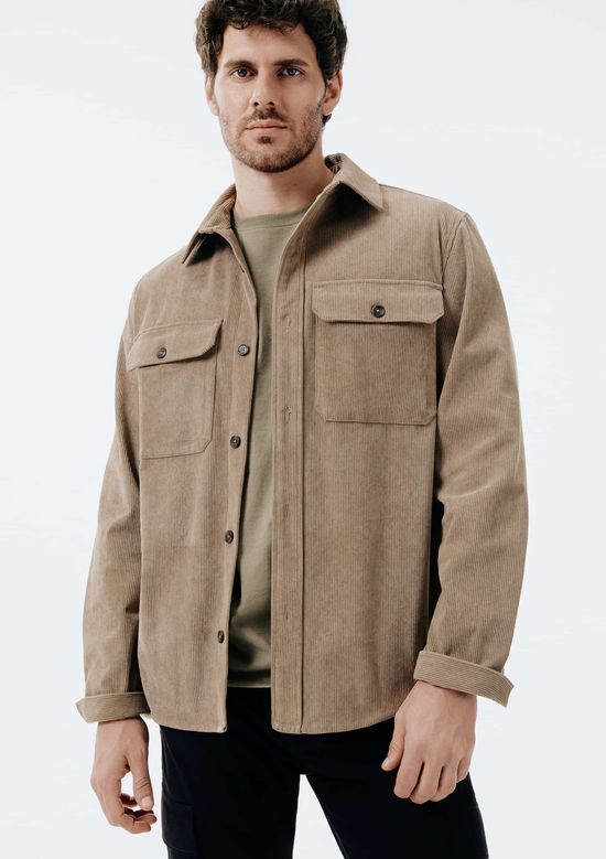 Foto do produto: Camisa Overshirt Masculina Manga Longa Em Veludo Cotelê - Marrom