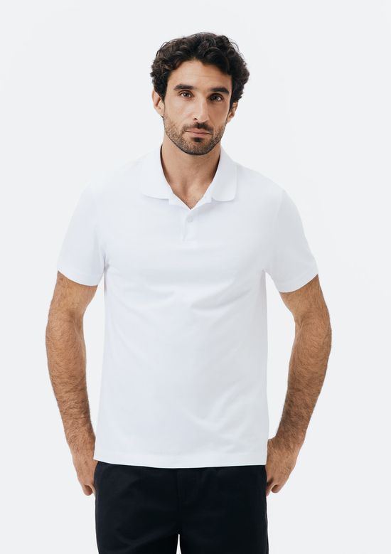 Foto do produto: Camisa Polo Básica Masculina Em Algodão Pima - Branco