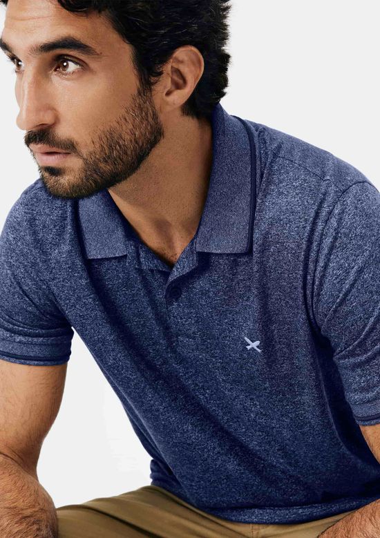 Foto do produto: Camisa Polo Básica Masculina Em Malha Texturizada - Azul