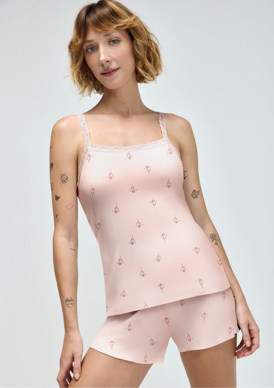 Foto do produto: Pijama Curto Feminino Estampado - Rosa