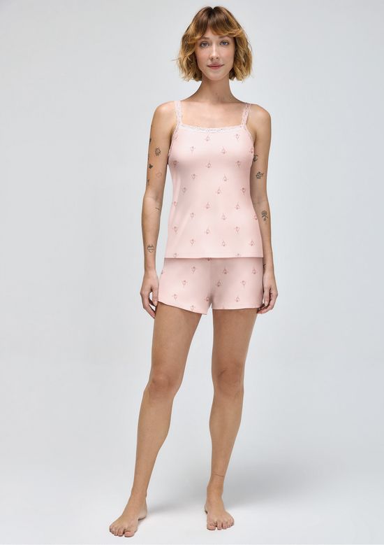 Foto do produto: Pijama Curto Feminino Estampado - Rosa