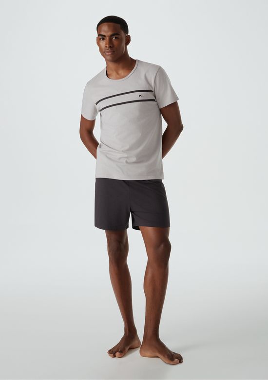 Foto do produto: Pijama Curto Masculino Em Algodão - Cinza
