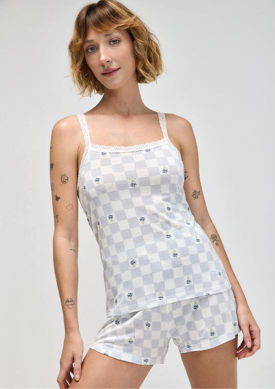 Foto do produto: Pijama Curto Feminino Estampado - Azul