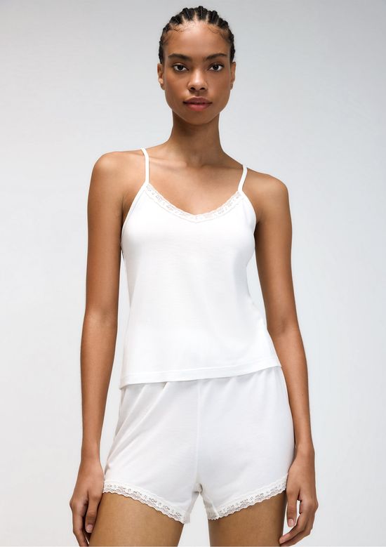 Foto do produto: Pijama Curto Feminino Com Renda - Off white