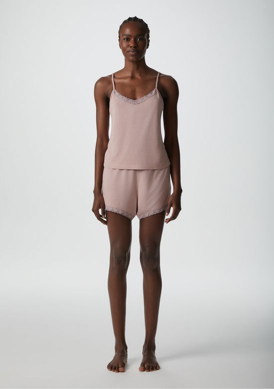 Foto do produto: Pijama Curto Feminino Com Renda - Rosa