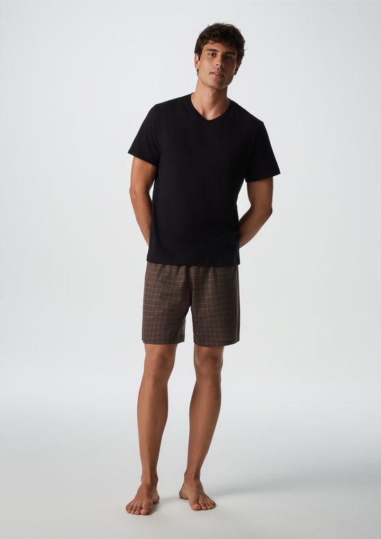 Foto do produto: Pijama Curto Masculino Com Samba Canção - Marrom