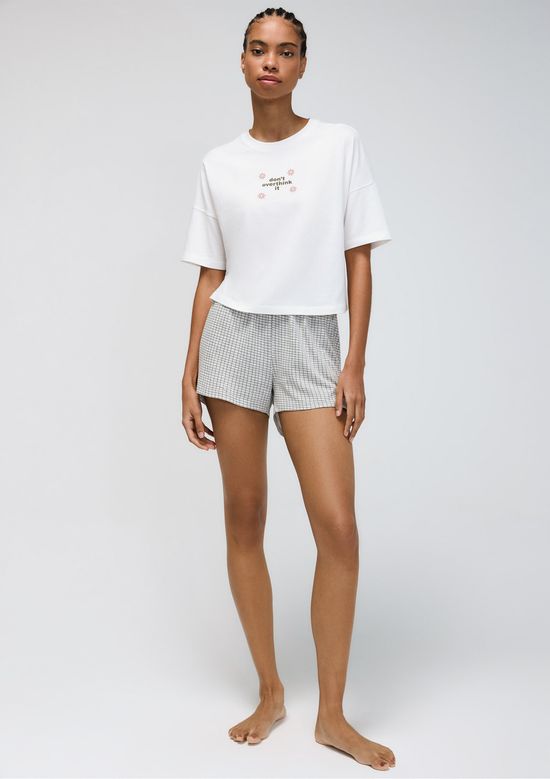 Foto do produto: Pijama Curto Feminino Box Estampado - Off white