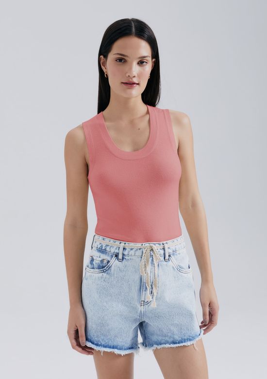 Foto do produto: Regata Feminina Slim Decote U Em Tricô De Viscose - Rosa