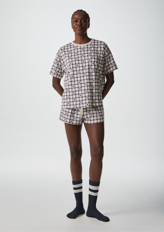 Foto do produto: Pijama Curto Feminino Estampado Oversized - Vinho