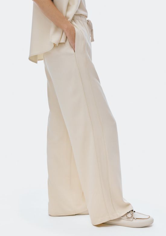 Foto do produto: Calça Feminina Pantalona Cintura Média - Creme