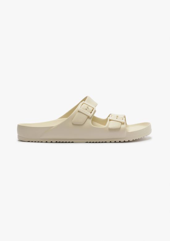 Foto do produto: Sandália Papete Masculina Tiras Fivelas - Creme