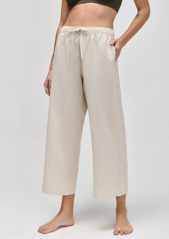 Foto do produto: Calça Feminina Pantacourt Com Linho - Off white