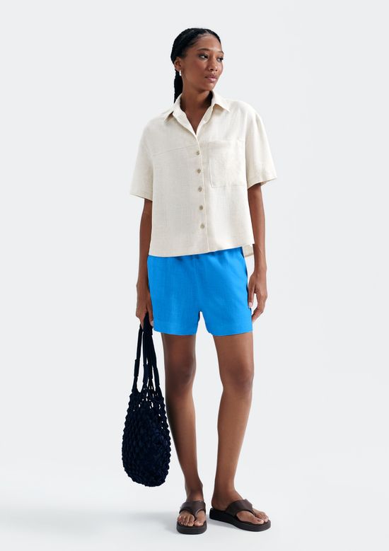 Foto do produto: Shorts Feminino Em Viscolinho - Azul
