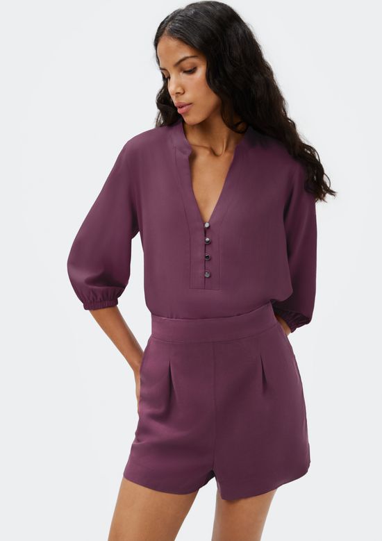 Foto do produto: Blusa Básica Feminina Manga 7/8 Bufante - Roxo