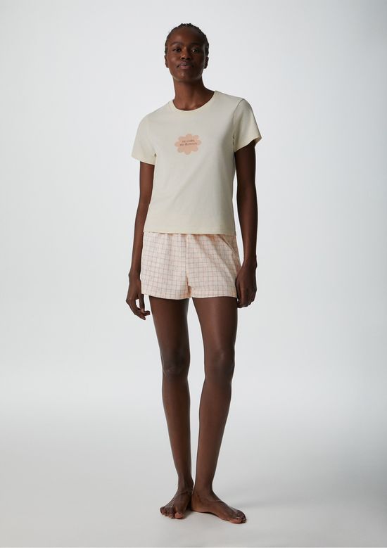 Foto do produto: Pijama Curto Feminino Com Estampa - Creme