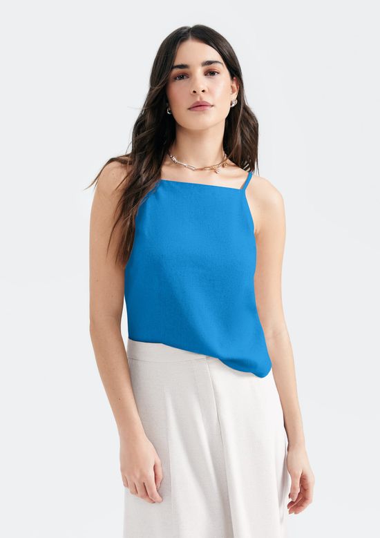 Foto do produto: Regata Feminina Com Linho - Azul