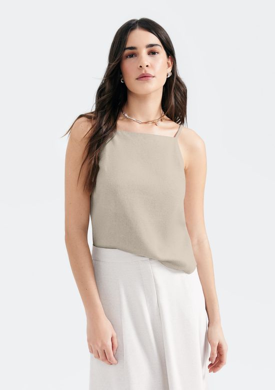 Foto do produto: Regata Feminina Com Linho - Bege