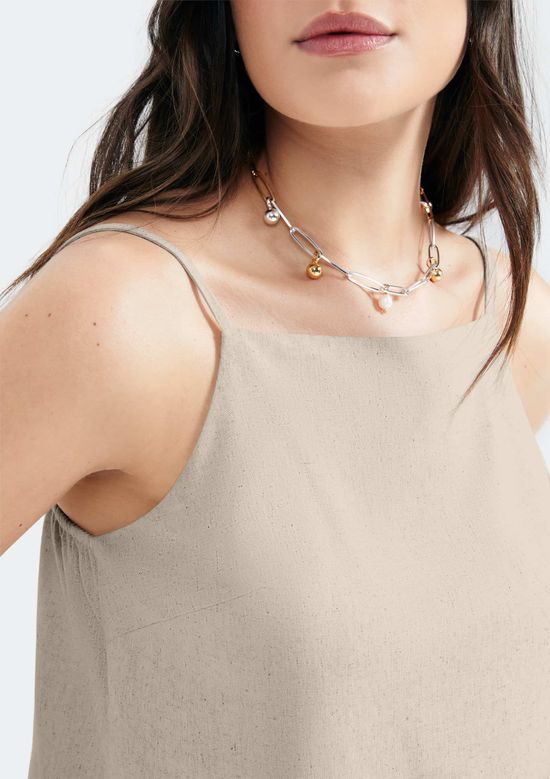 Foto do produto: Regata Feminina Com Linho - Bege