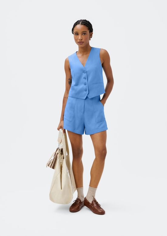 Foto do produto: Colete Feminino Com Linho - Azul