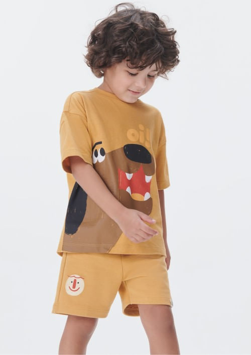 Foto do produto: Shorts Básico Infantil Menino Toddler Com Estampa - Amarelo