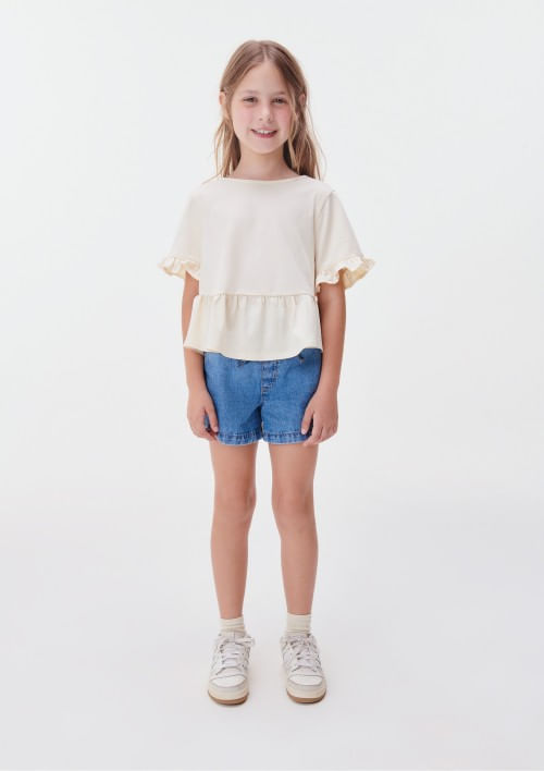 Foto do produto: Blusa Com Babados Infantil Menina - Creme