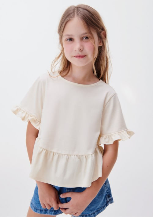 Foto do produto: Blusa Com Babados Infantil Menina - Creme