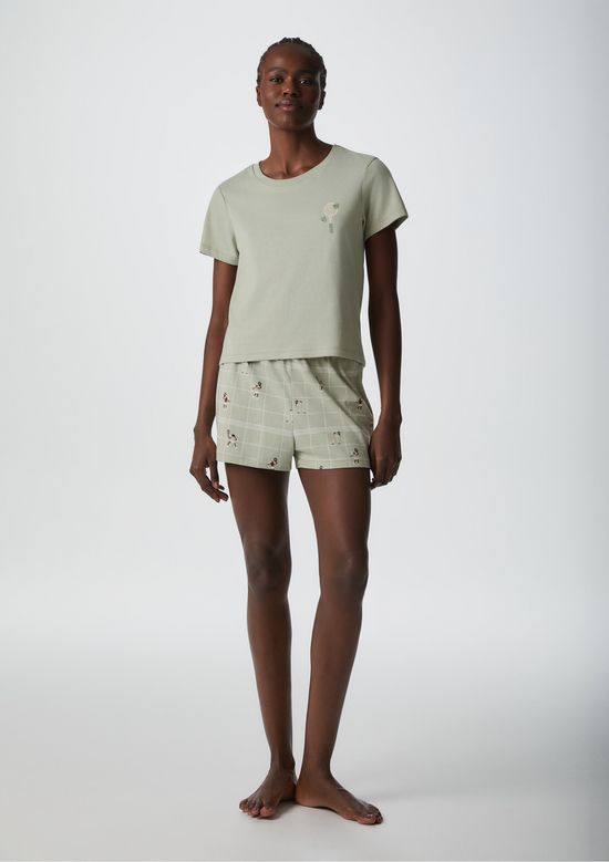Foto do produto: Pijama Curto Feminino Com Estampa - Verde