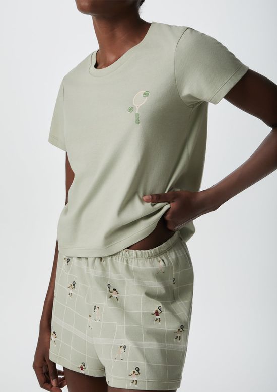 Foto do produto: Pijama Curto Feminino Com Estampa - Verde